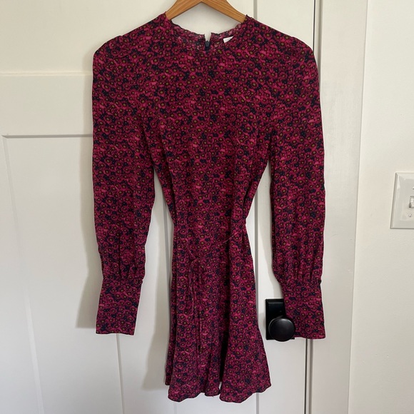 REBECCA VALLANCE Rosette Belted Floral-Print Silk Crepe De Chine Mini Dress - Picture 7 of 16